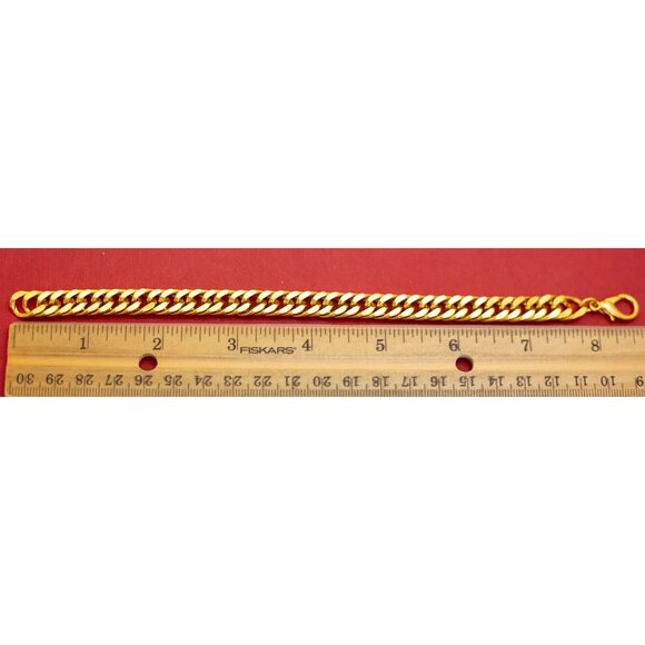 8 1/2 inch, Vintage Gold Tone Curb Chain Bracelet - F44 - Picture 3 of 3
